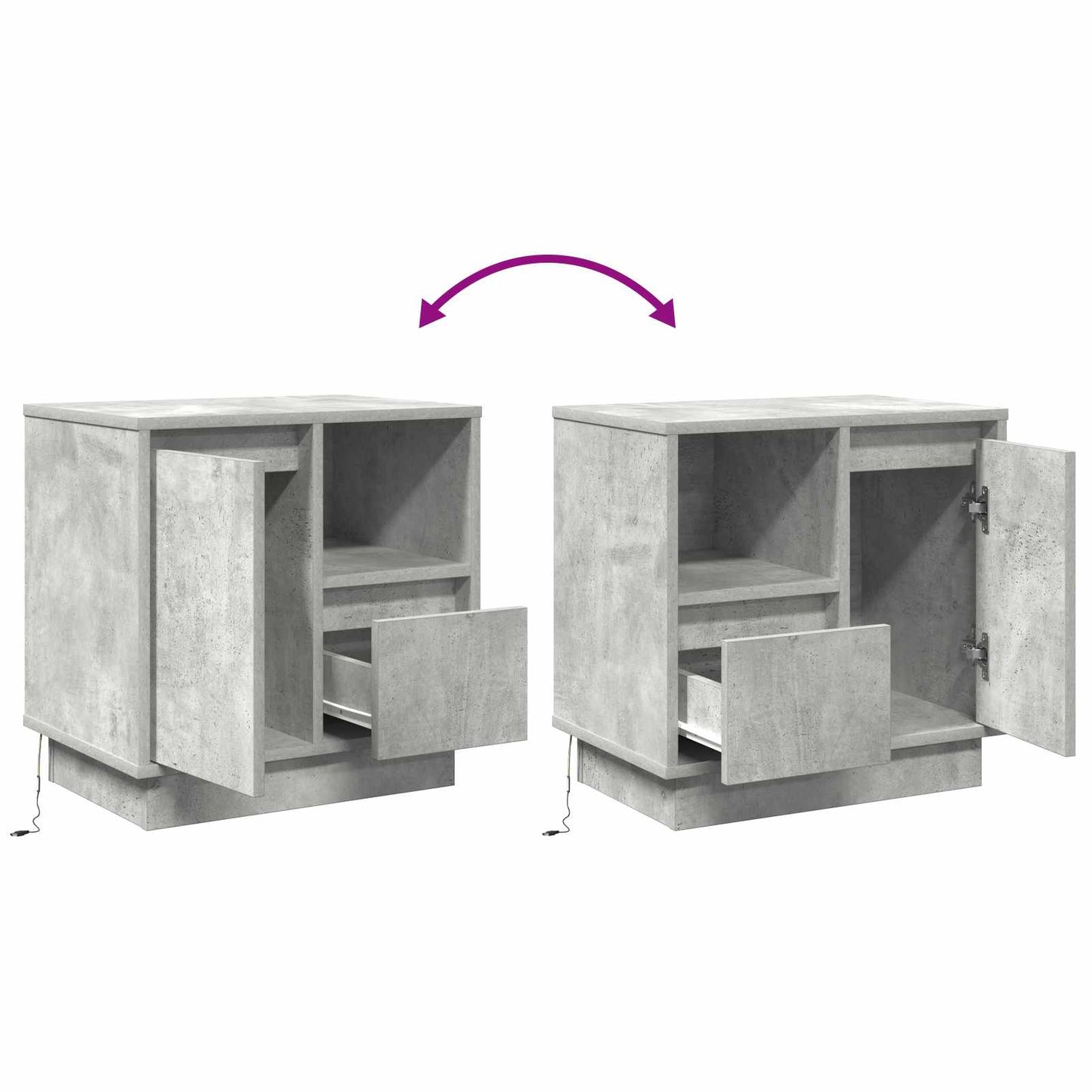 Éjjeliszekrény 2 db Beton Szürke 50 x 34,5 x 50 cm Szerelt fa