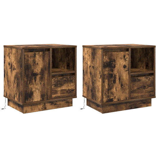Éjjeliszekrény 2 pcs Füstölt tölgy 50 x 34,5 x 50 cm Faanyag