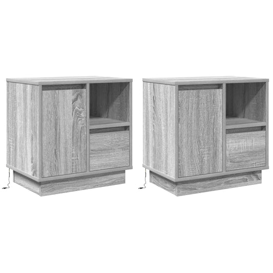 Éjjeliszekrény fiókkal 2 pcs Szürke 50 x 34,5 x 50 cm Faanyag