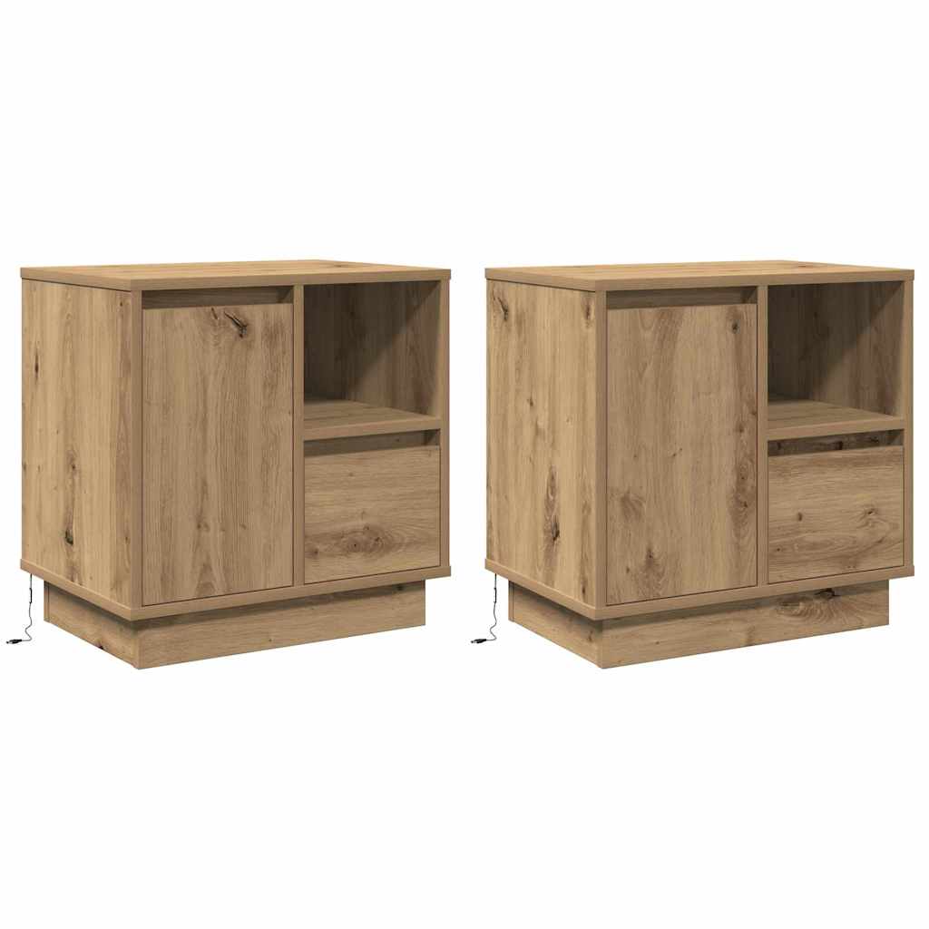 Éjjeliszekrény 2 db Artisan tölgy 50 x 34,5 x 50 cm Szerelt fa