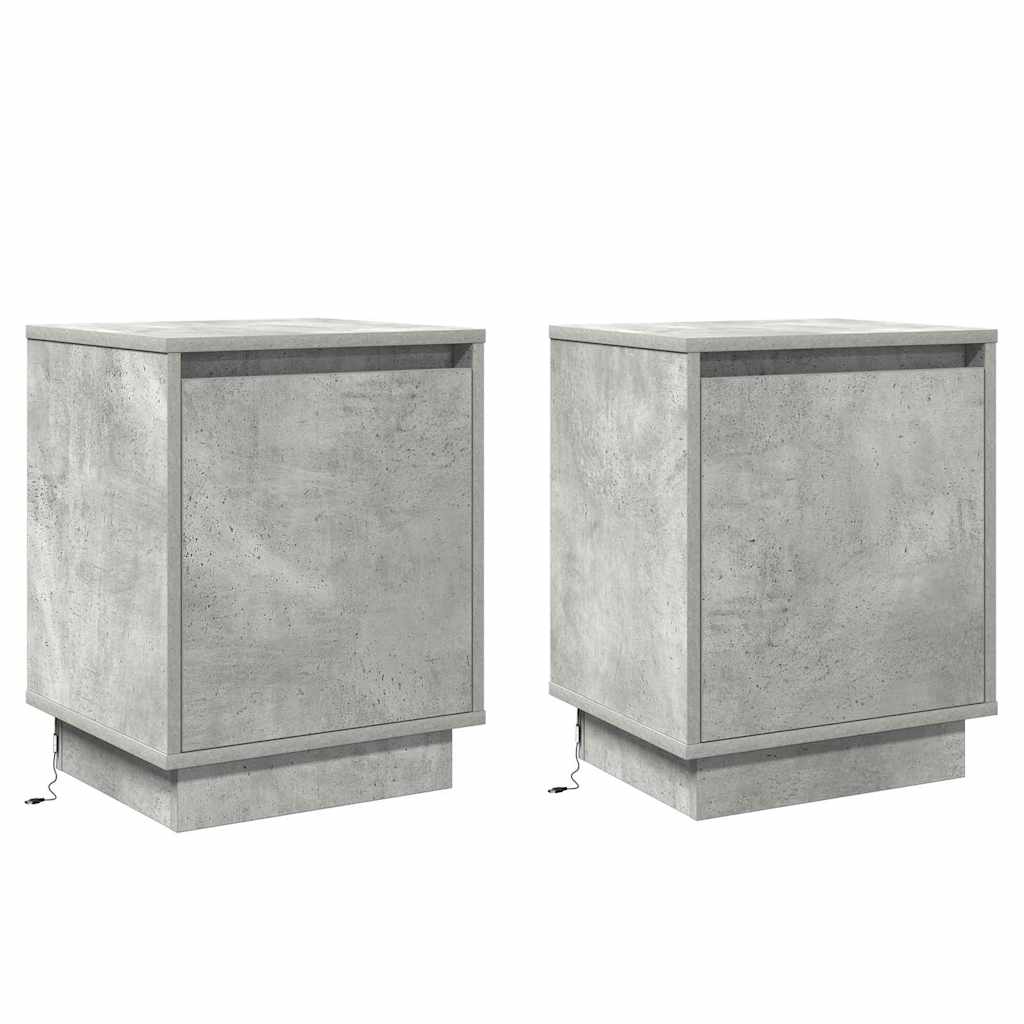 Éjjeliszekrény 2 db Beton Szürke 39 x 34,5 x 50 cm Szerelt fa