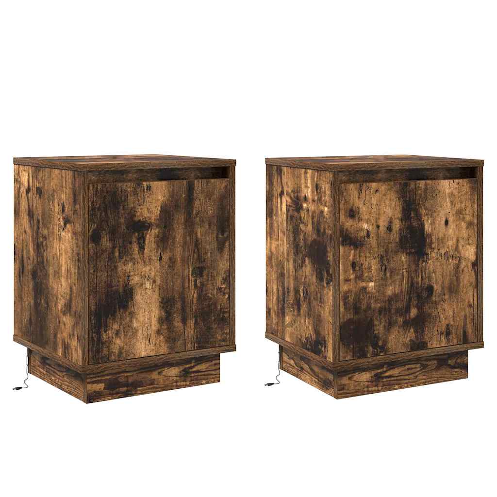 Éjjeliszekrény 2 pcs Füstölt tölgy 39 x 34,5 x 50 cm Faanyag