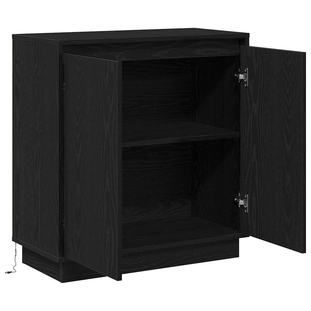 LED tálaló Fekete Tölgy 71 x 34,5 x 75 cm Szerelt Fa