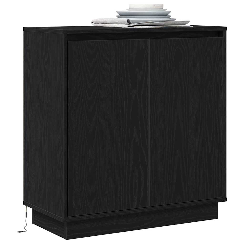 LED tálaló Fekete Tölgy 71 x 34,5 x 75 cm Szerelt Fa