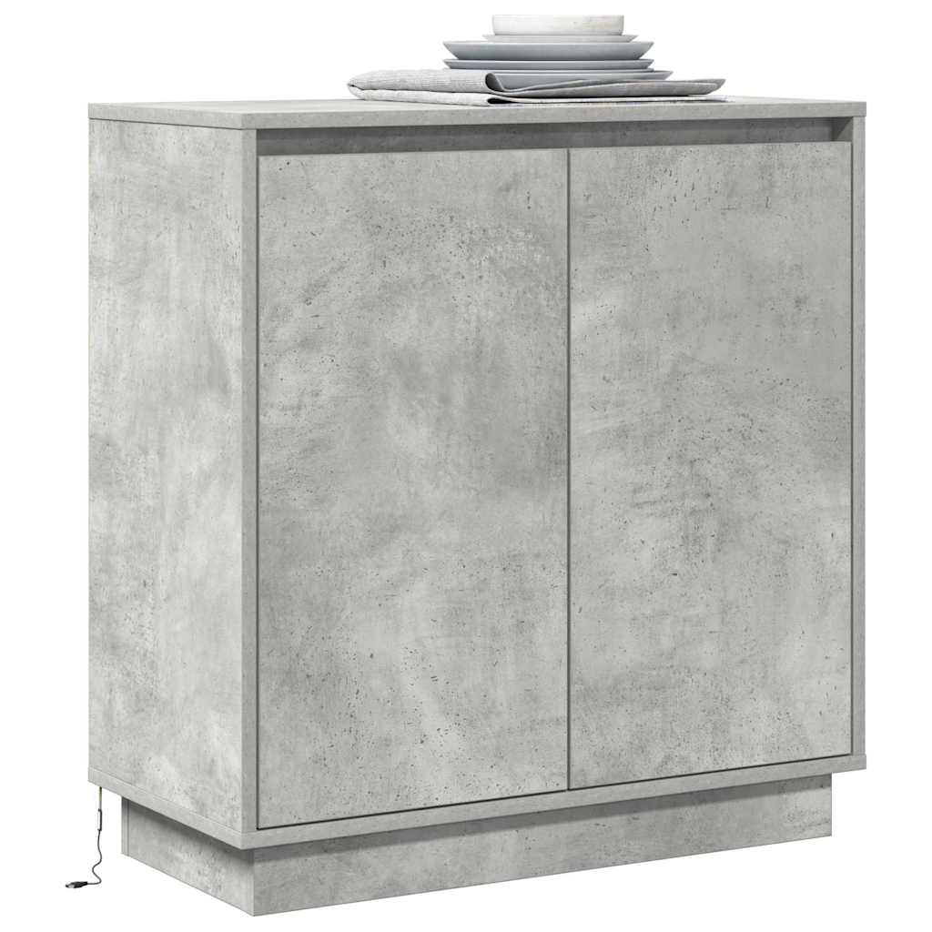 LED tálaló Betonszürke 71 x 34,5 x 75 cm Szerelt Fa