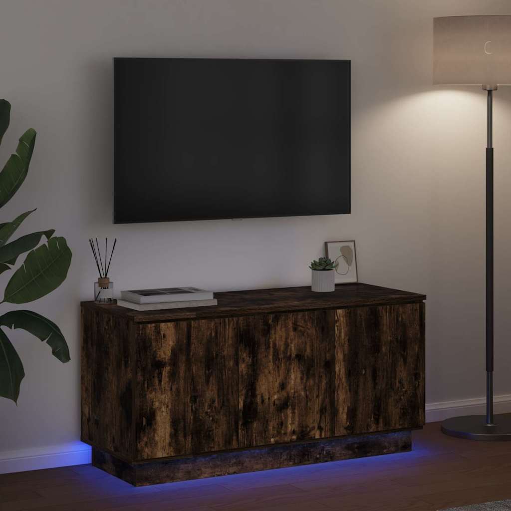 TV szekrény 100 x 38 x 49 cm Füstölt tölgy Szerelt Fa