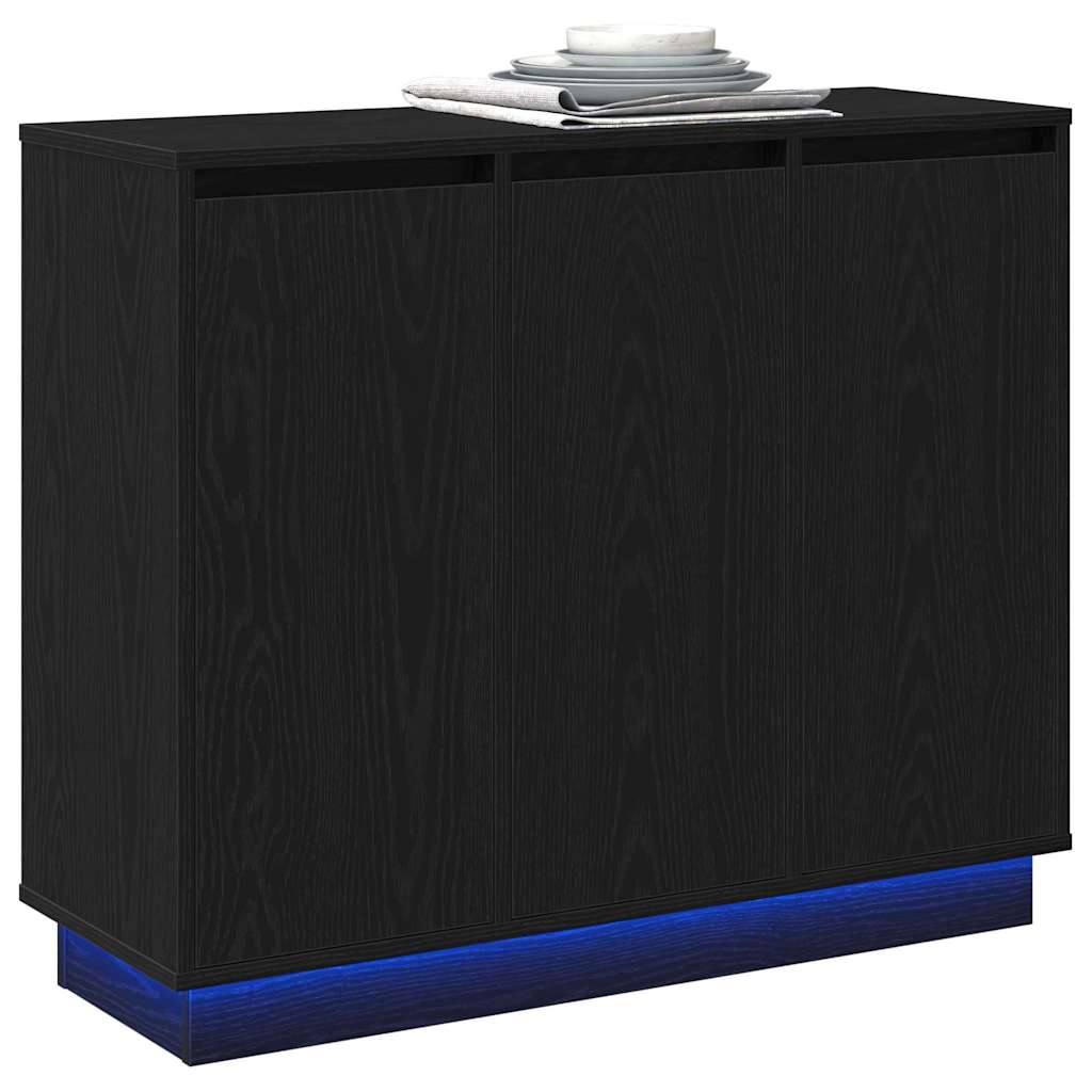 LED tálaló Fekete tölgy 90 x 32 x 75 cm Szerelt Fa
