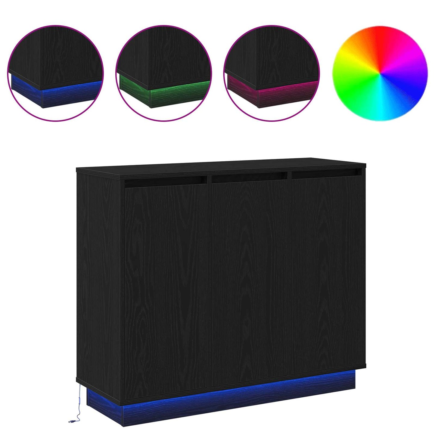 LED tálaló Fekete tölgy 90 x 32 x 75 cm Szerelt Fa