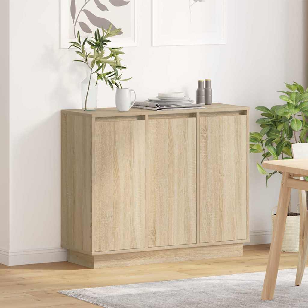 LED tálaló Sonoma tölgy 90 x 32 x 75 cm Szerelt Fa