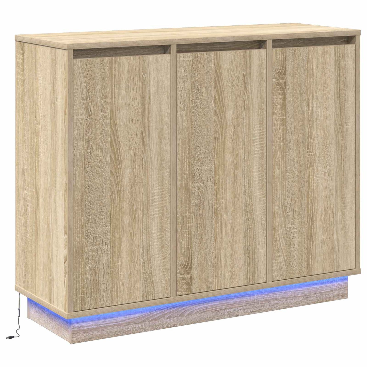 LED tálaló Sonoma tölgy 90 x 32 x 75 cm Szerelt Fa