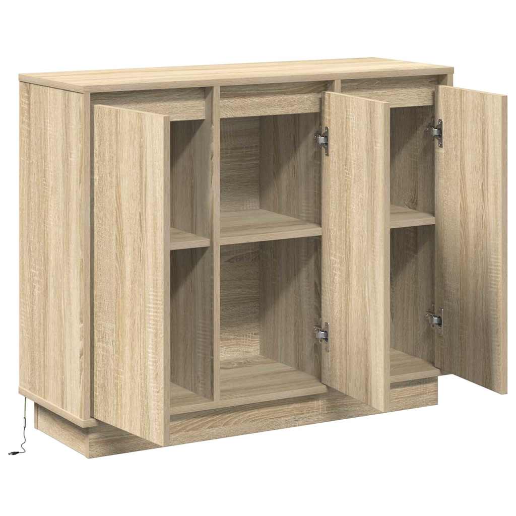 LED tálaló Sonoma tölgy 90 x 32 x 75 cm Szerelt Fa