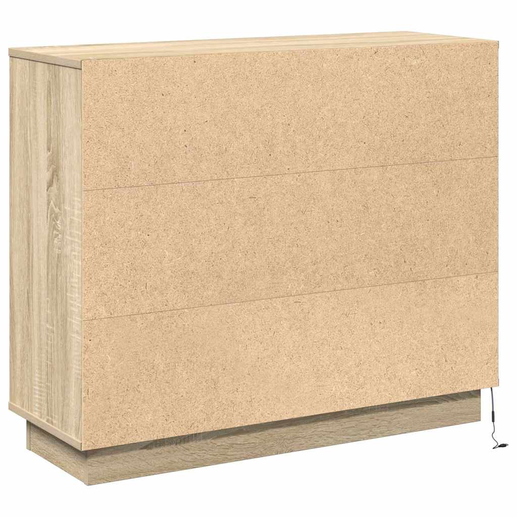 LED tálaló Sonoma tölgy 90 x 32 x 75 cm Szerelt Fa