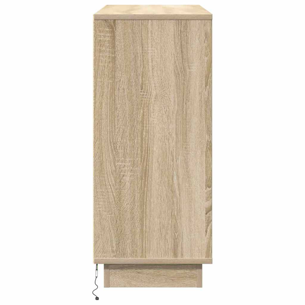 LED tálaló Sonoma tölgy 90 x 32 x 75 cm Szerelt Fa