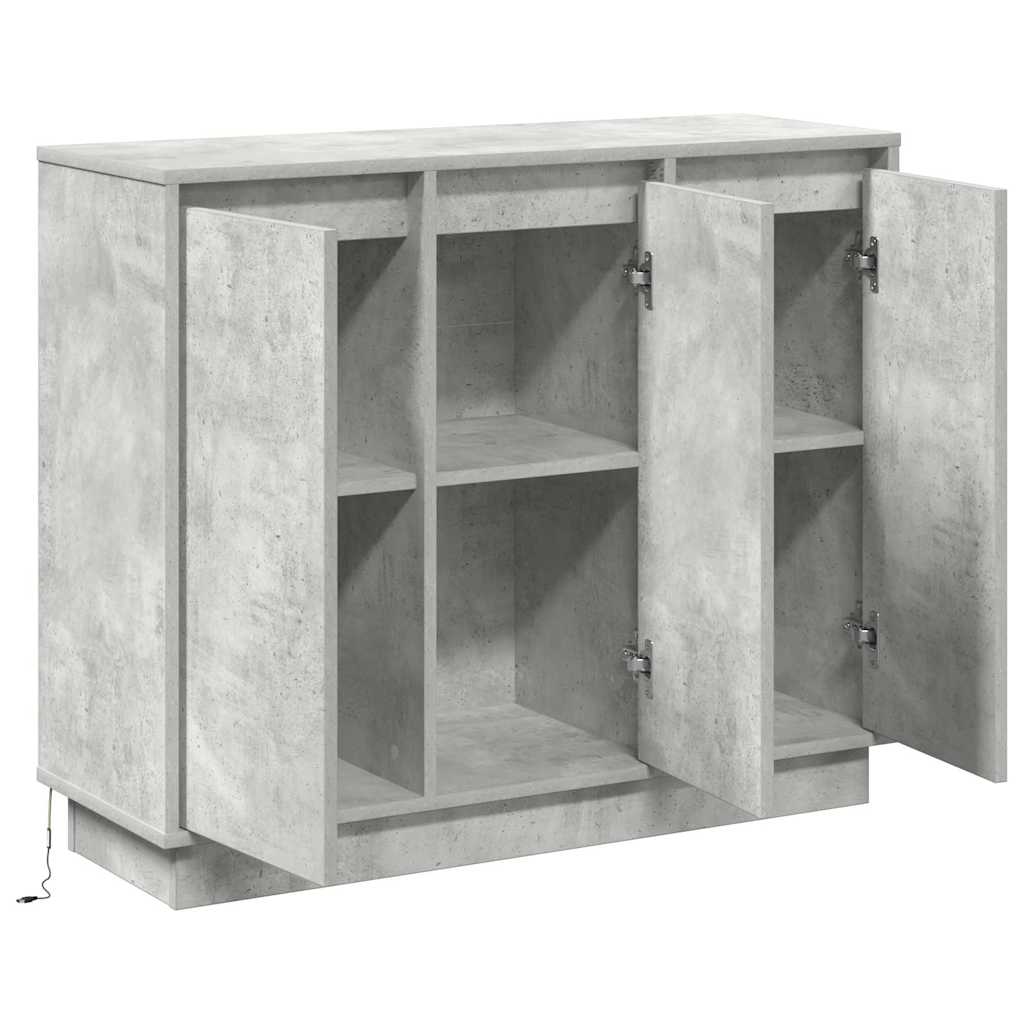 LED tálaló Beton Szürke 90 x 32 x 75 cm Szerelt Fa