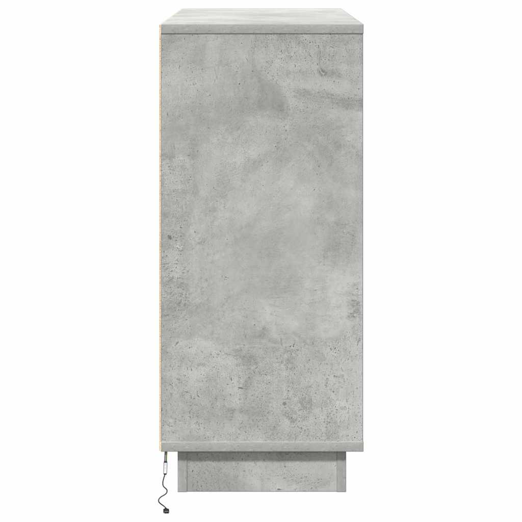 LED tálaló Beton Szürke 90 x 32 x 75 cm Szerelt Fa