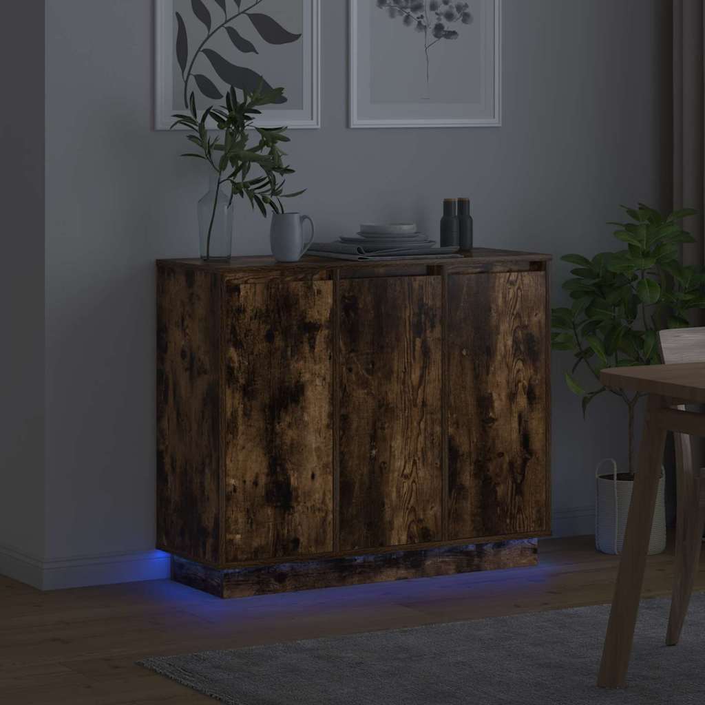 LED tálaló Füstölt tölgy 90 x 32 x 75 cm Szerelt Fa