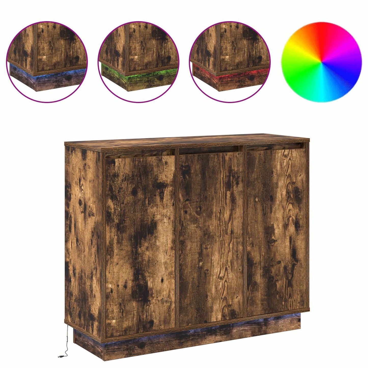 LED tálaló Füstölt tölgy 90 x 32 x 75 cm Szerelt Fa