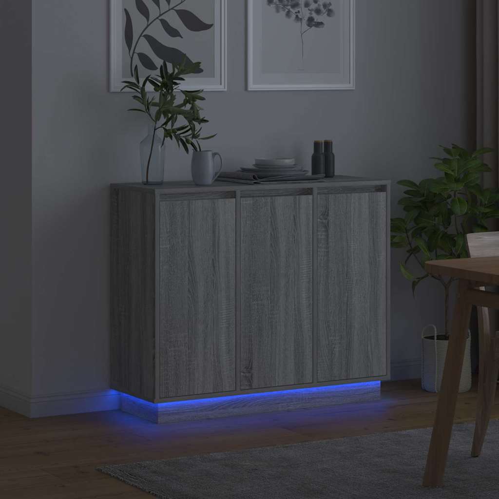 LED tálaló Szürke Sonoma 90 x 32 x 75 cm Szerelt Fa