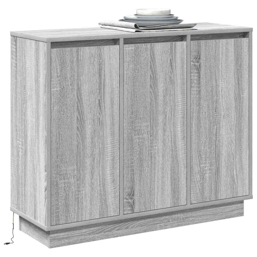 LED tálaló Szürke Sonoma 90 x 32 x 75 cm Szerelt Fa