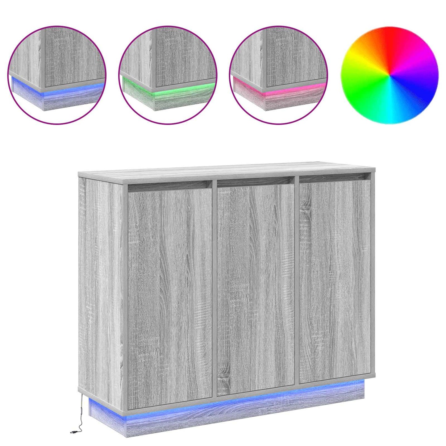 LED tálaló Szürke Sonoma 90 x 32 x 75 cm Szerelt Fa