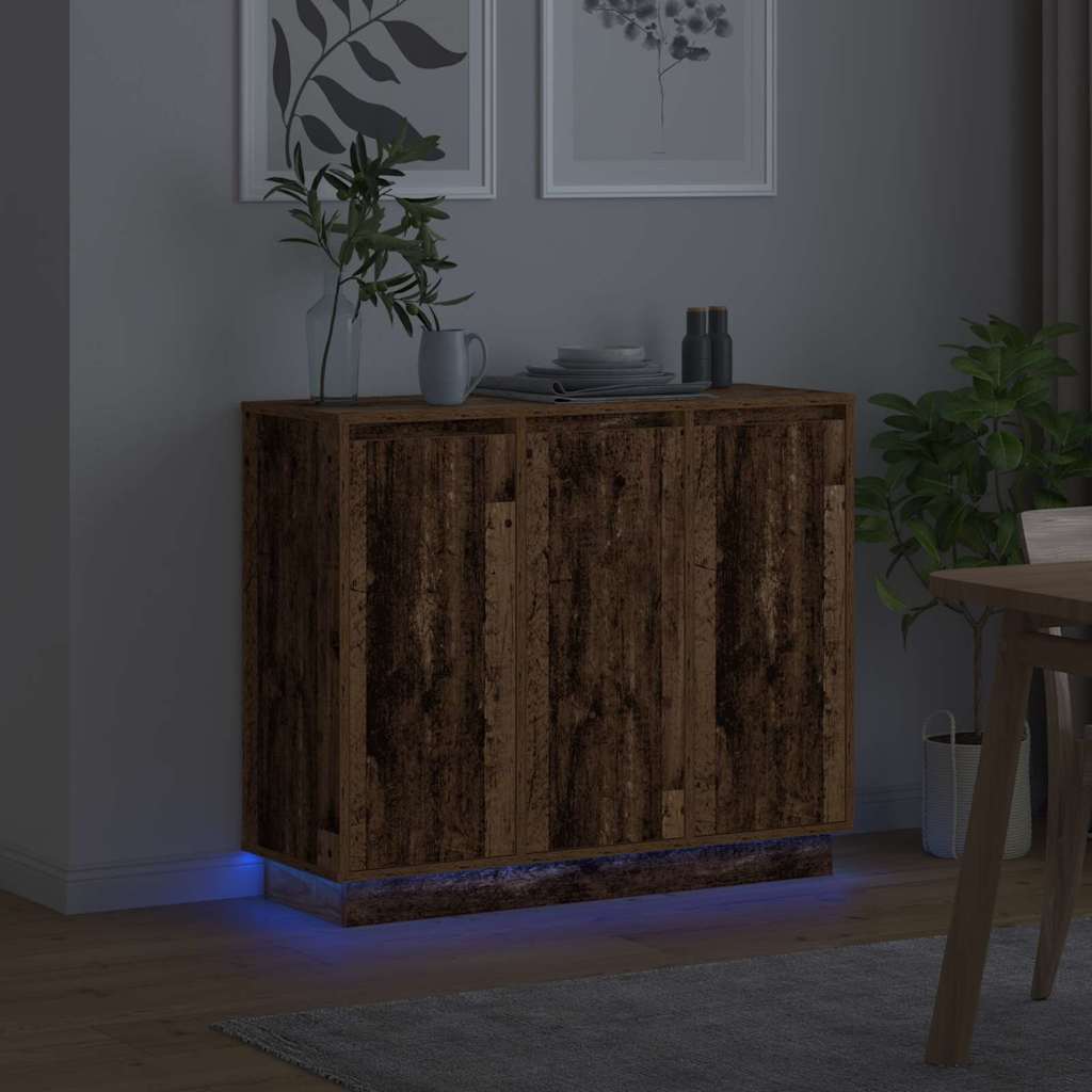 LED tálaló Öreg fa 90 x 32 x 75 cm Szerelt Fa