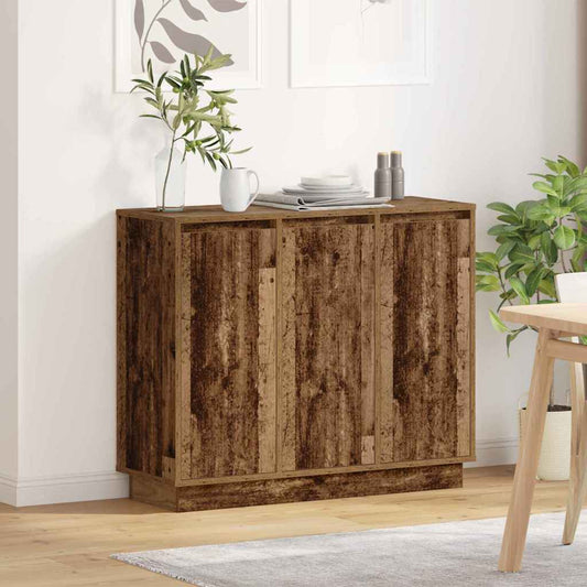 LED tálaló LED -es lámpákkal Öreg fa 90 x 32 x 75 cm Faanyag