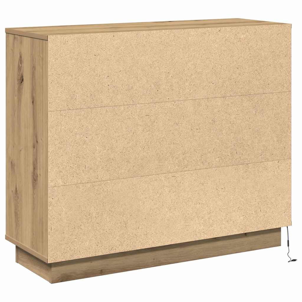 LED tálaló Artisan tölgy 90 x 32 x 75 cm Szerelt Fa