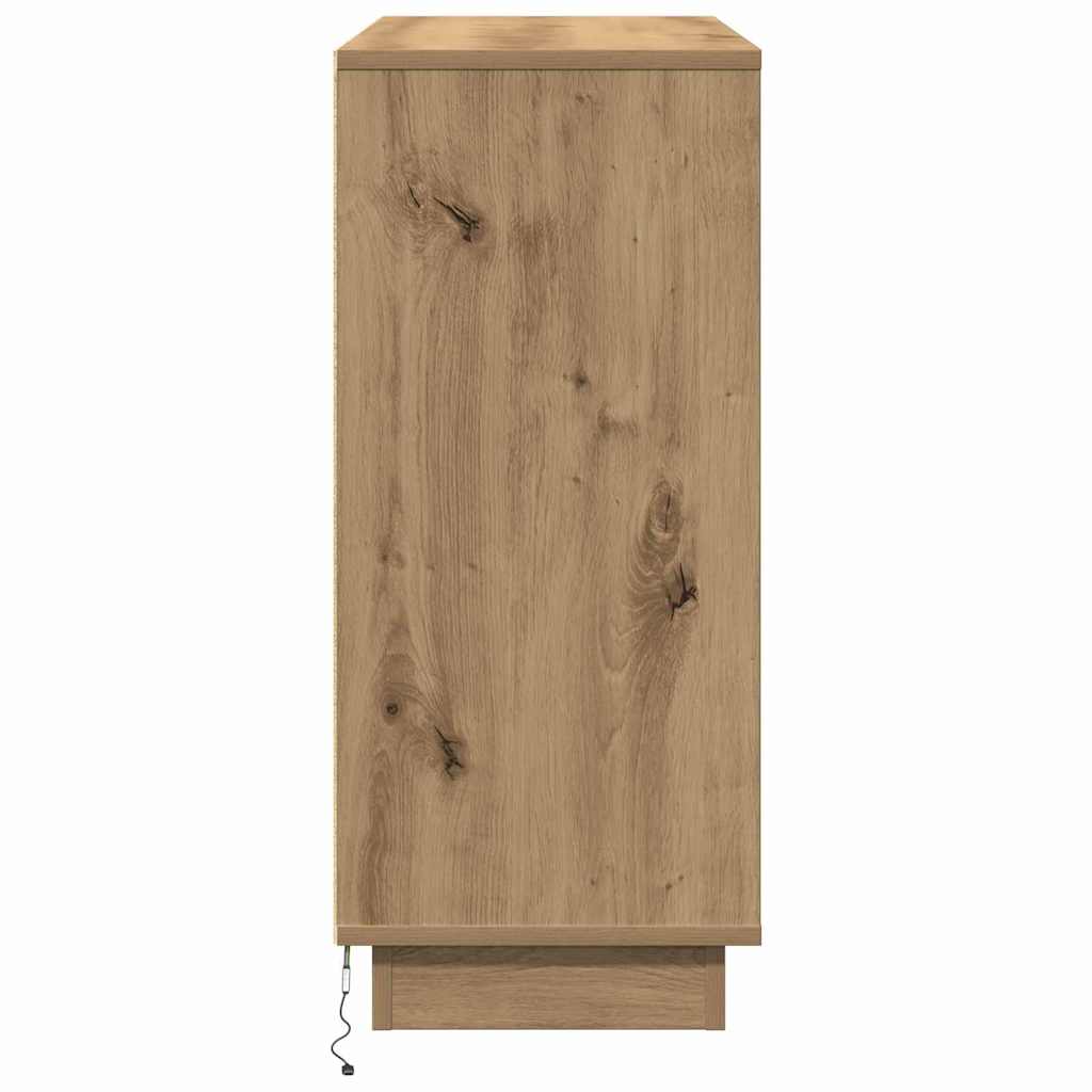 LED tálaló Artisan tölgy 90 x 32 x 75 cm Szerelt Fa