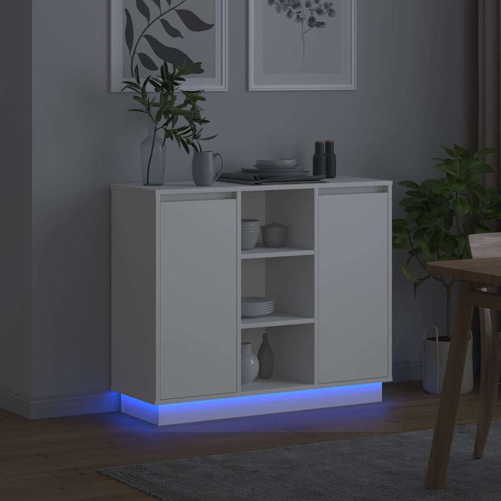 LED tálaló Fehér 90 x 32 x 75 cm Szerelt Fa