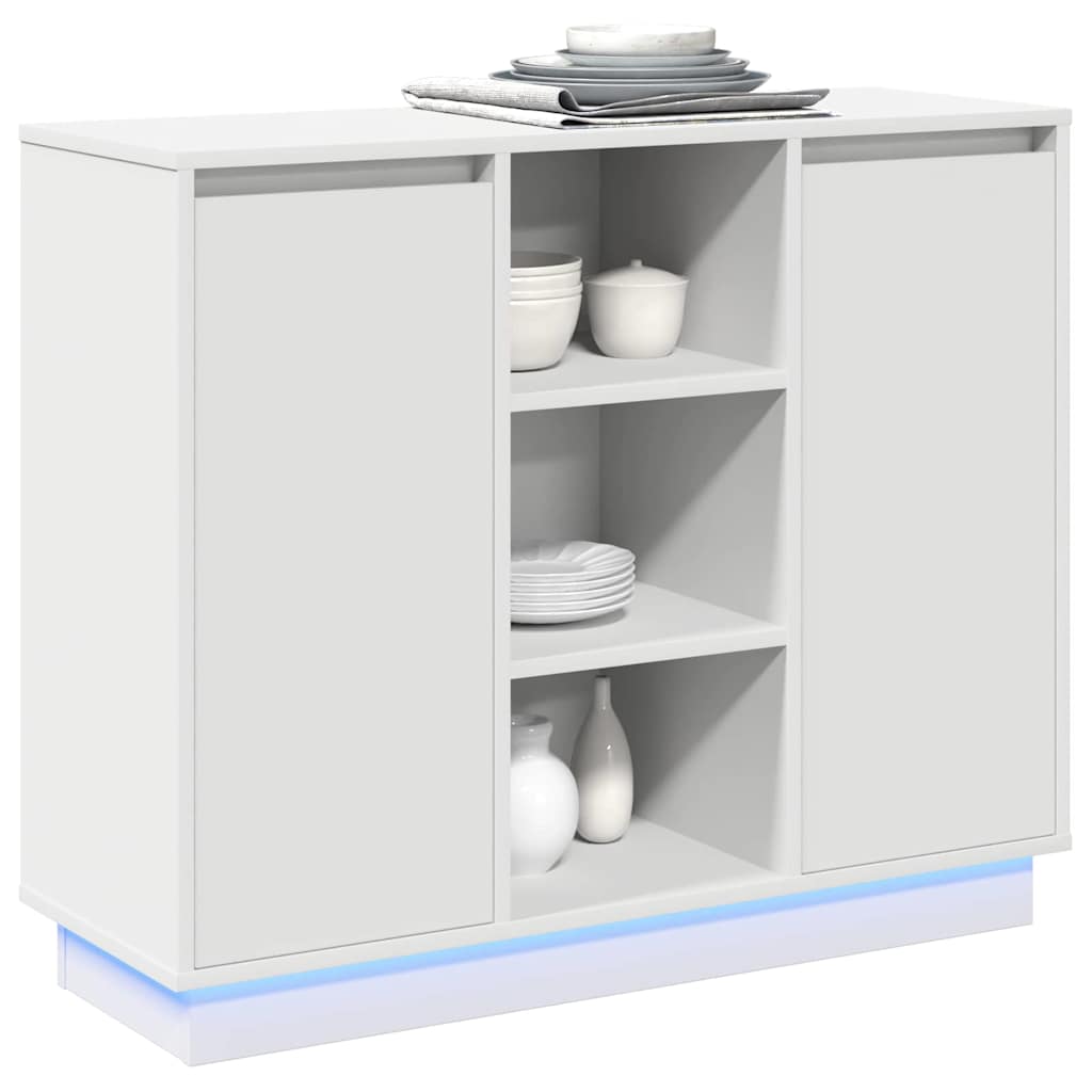 LED tálaló Fehér 90 x 32 x 75 cm Szerelt Fa