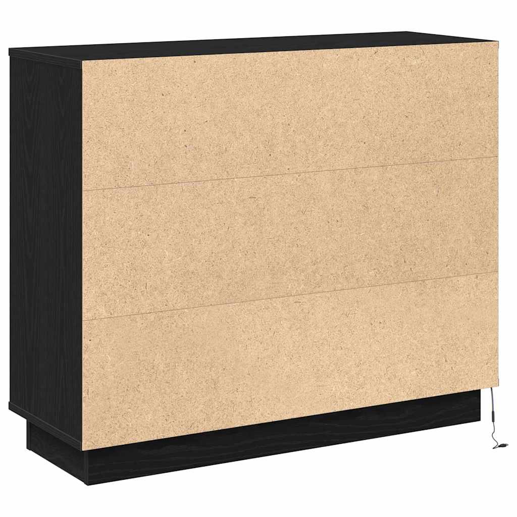 LED tálaló Fekete tölgy 90 x 32 x 75 cm Szerelt Fa