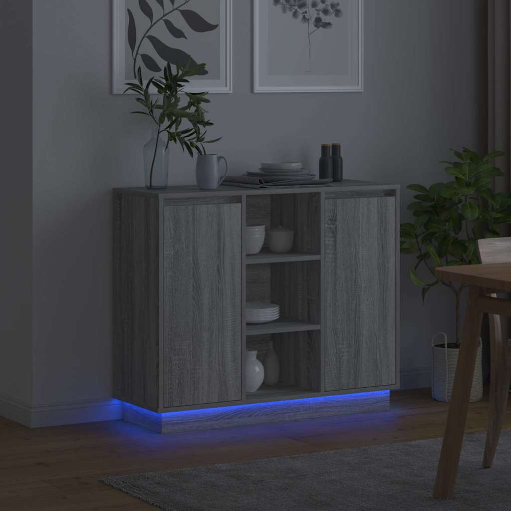 LED tálaló Szürke Sonoma 90 x 32 x 75 cm Szerelt Fa