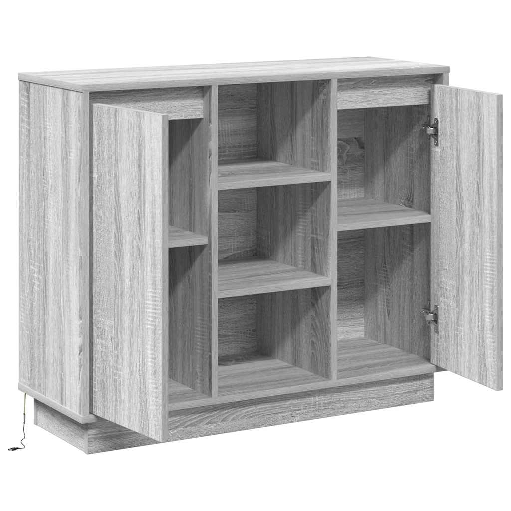 LED tálaló Szürke Sonoma 90 x 32 x 75 cm Szerelt Fa