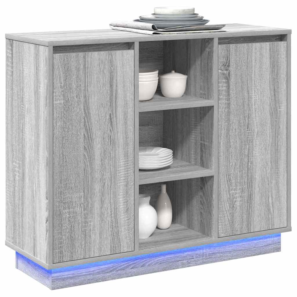 LED tálaló Szürke Sonoma 90 x 32 x 75 cm Szerelt Fa