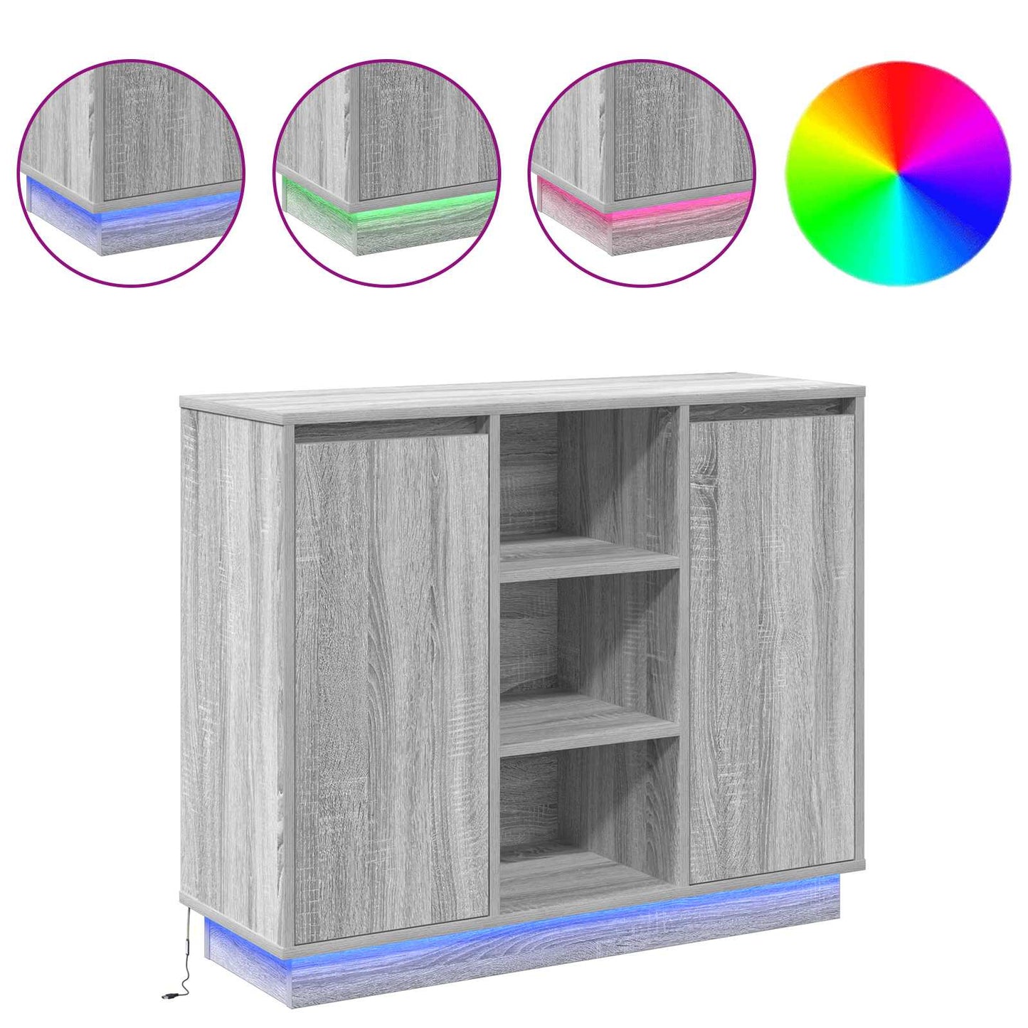 LED tálaló Szürke Sonoma 90 x 32 x 75 cm Szerelt Fa