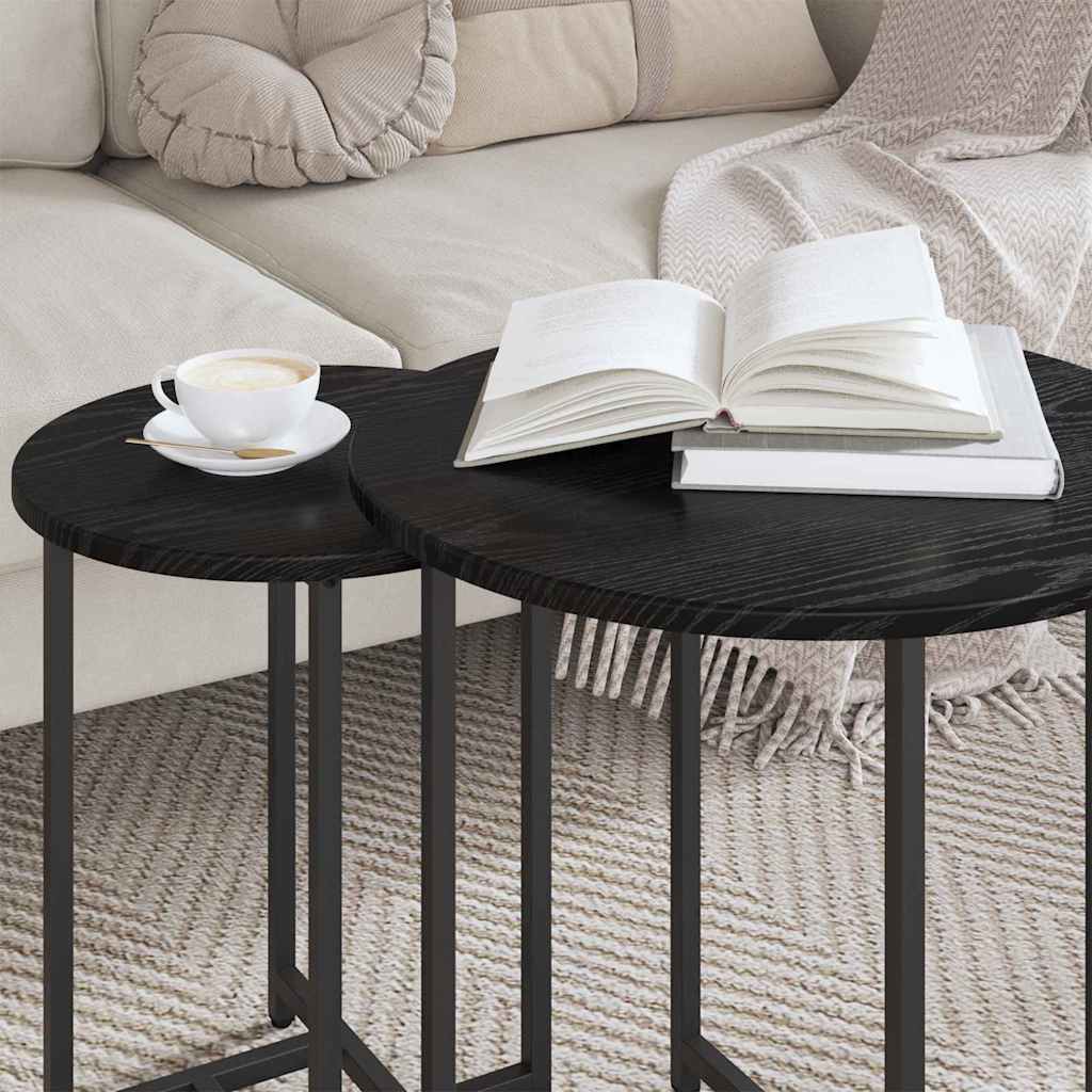 Kisasztal készlet 2 pcs Fekete tölgy