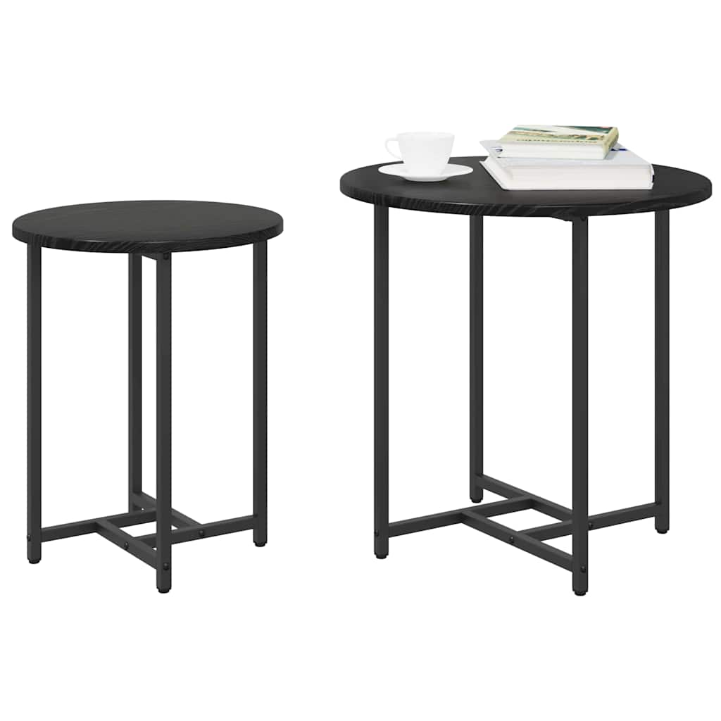 Kisasztal készlet 2 pcs Fekete tölgy