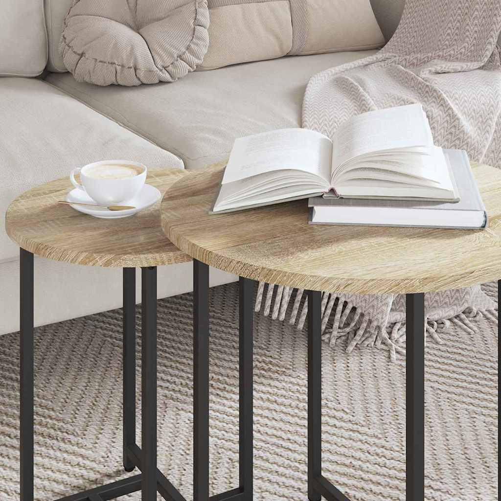 Kisasztal készlet 2 pcs Sonoma Tölgy és Fekete
