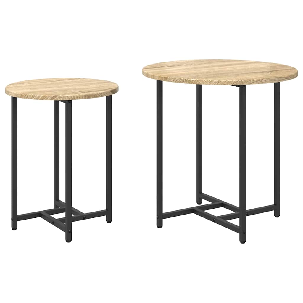 Kisasztal készlet 2 pcs Sonoma Tölgy és Fekete
