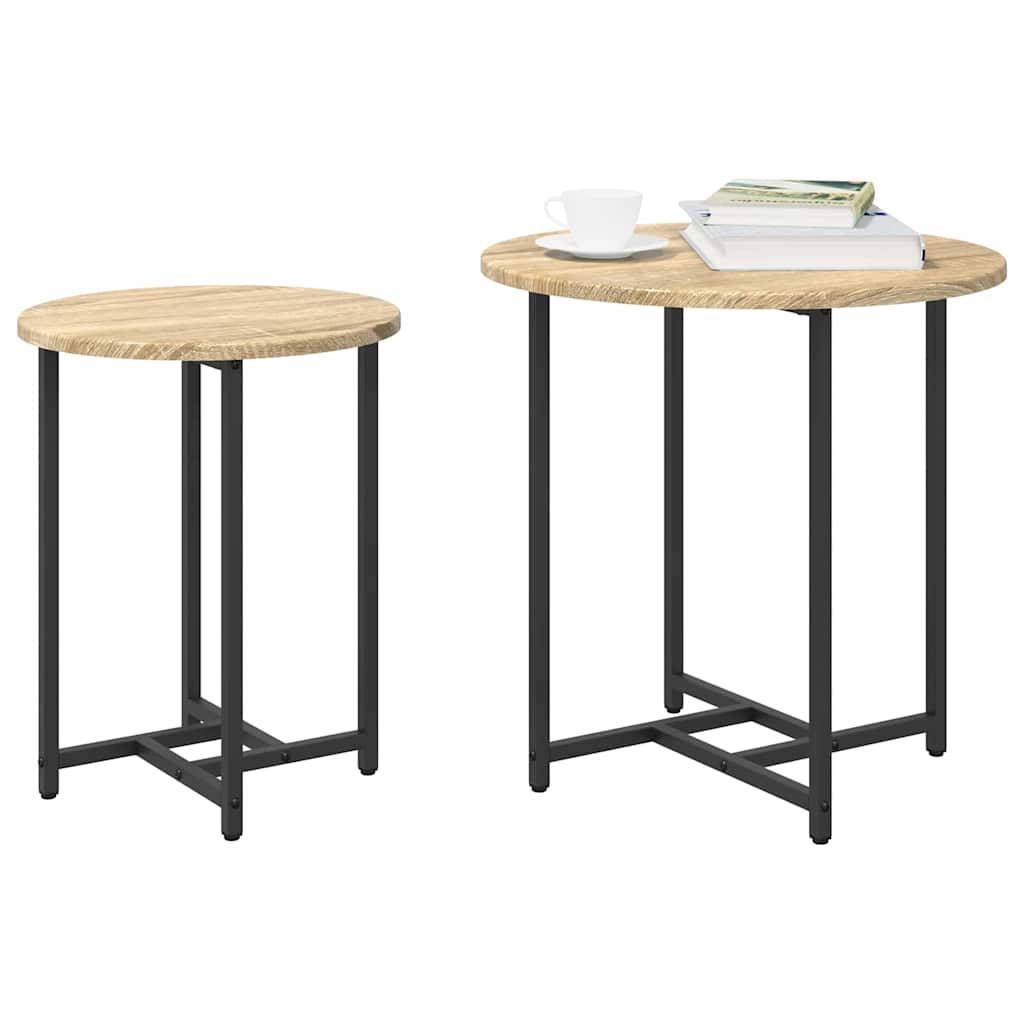 Kisasztal készlet 2 pcs Sonoma Tölgy és Fekete