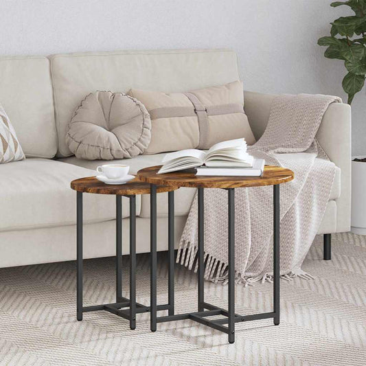 Kisasztal készlet 2 pcs Füstölt Tölgy és Fekete