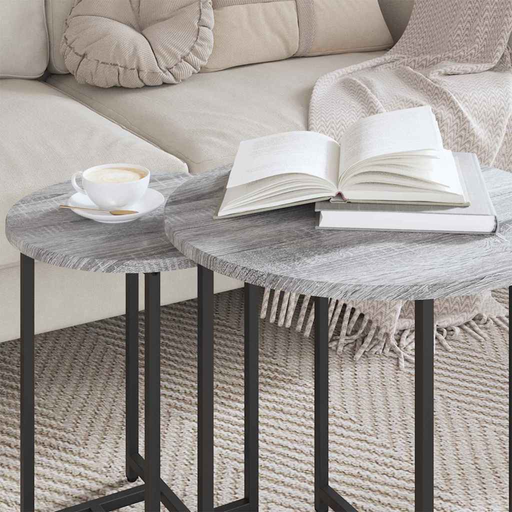 Kisasztal készlet 2 pcs Szürke Sonoma és Fekete