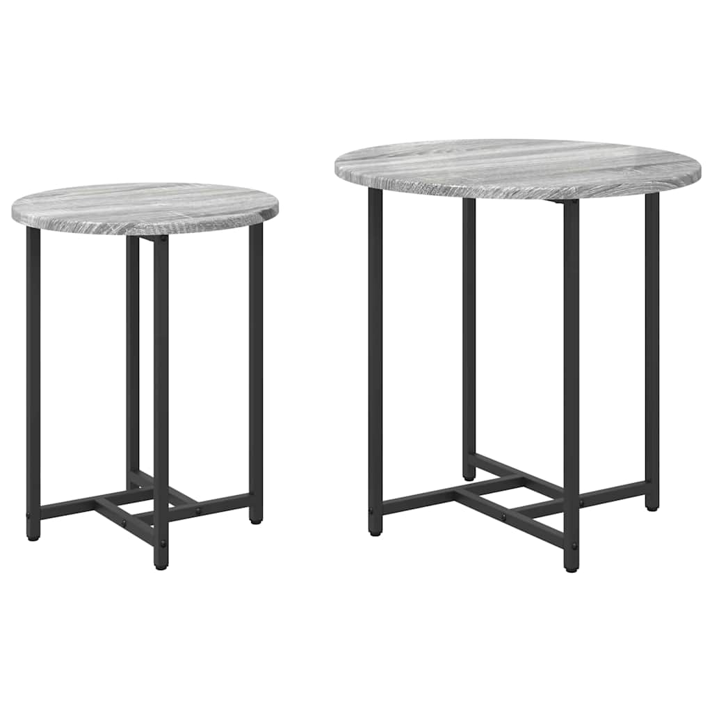 Kisasztal készlet 2 pcs Szürke Sonoma és Fekete