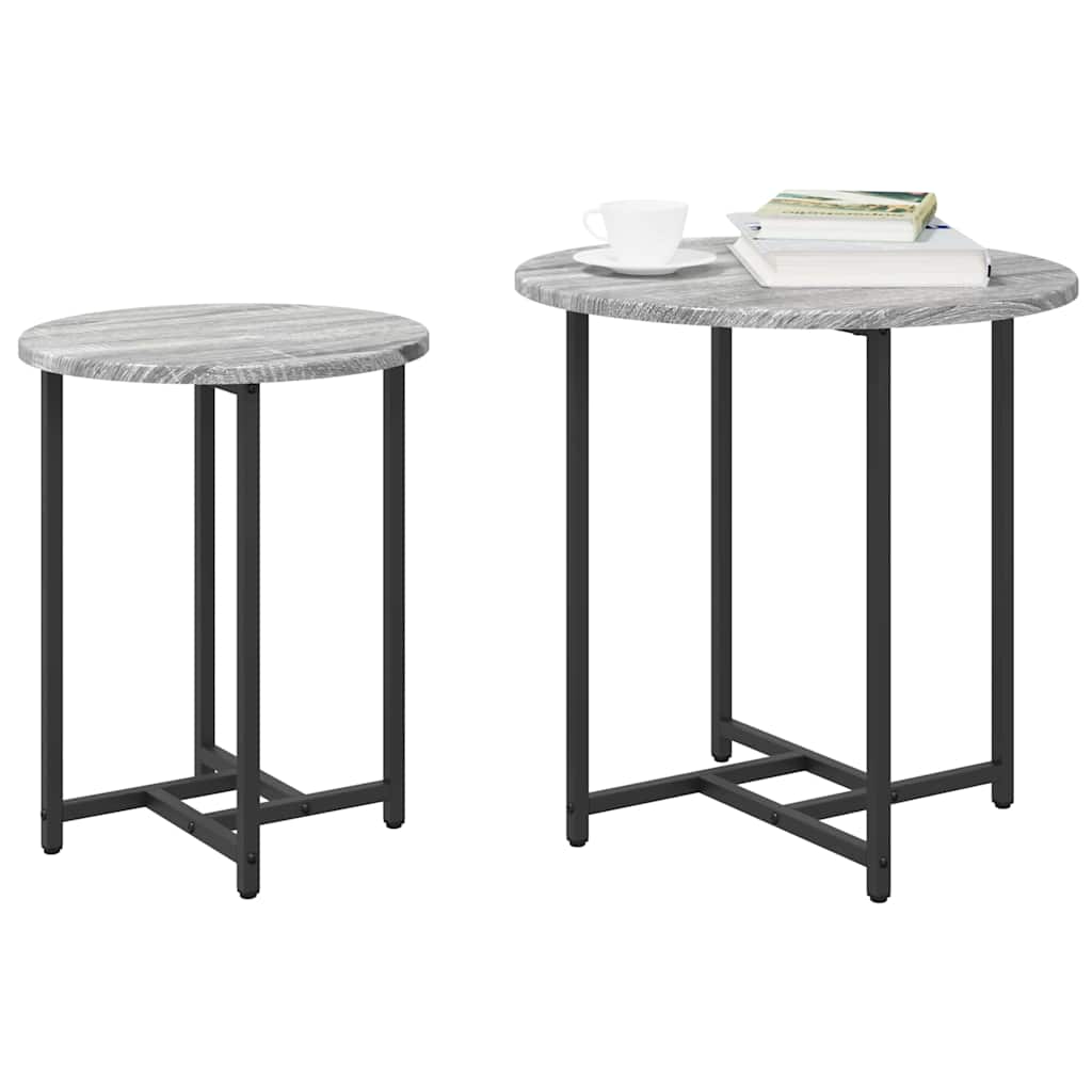 Kisasztal készlet 2 pcs Szürke Sonoma és Fekete
