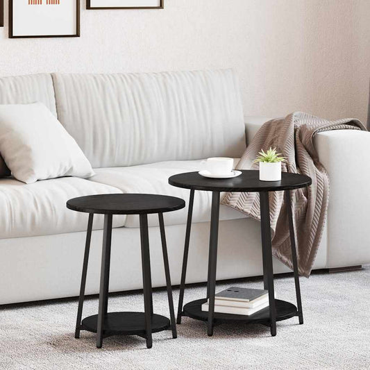 Kisasztal készlet polcokkal 2 pcs Fekete tölgy