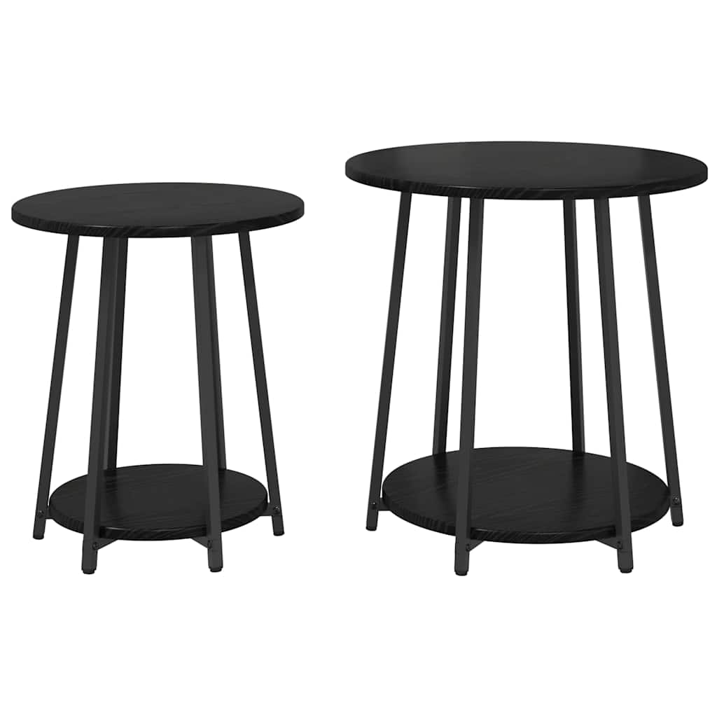 Kisasztal készlet polcokkal 2 pcs Fekete tölgy