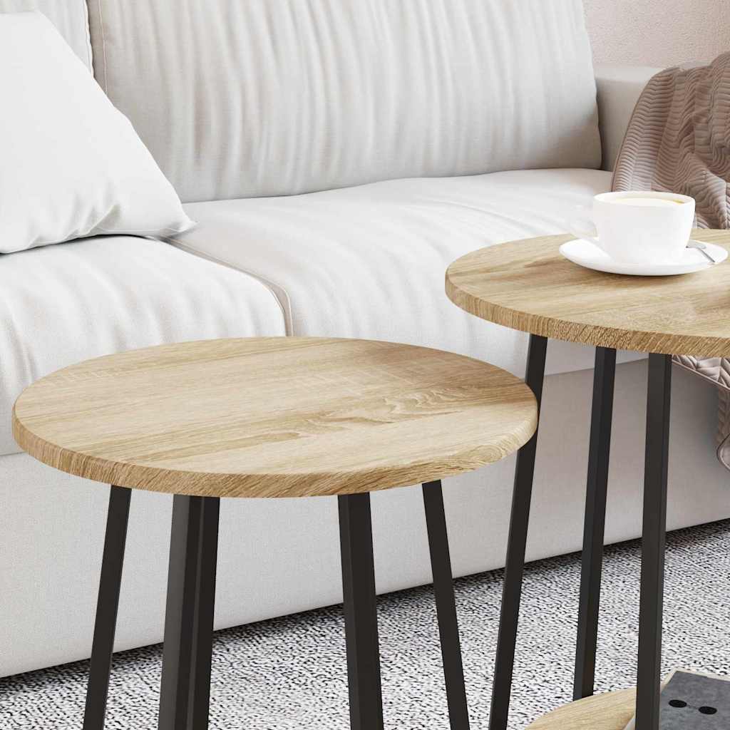 Kisasztal készlet polcokkal 2 pcs Sonoma Tölgy és Fekete