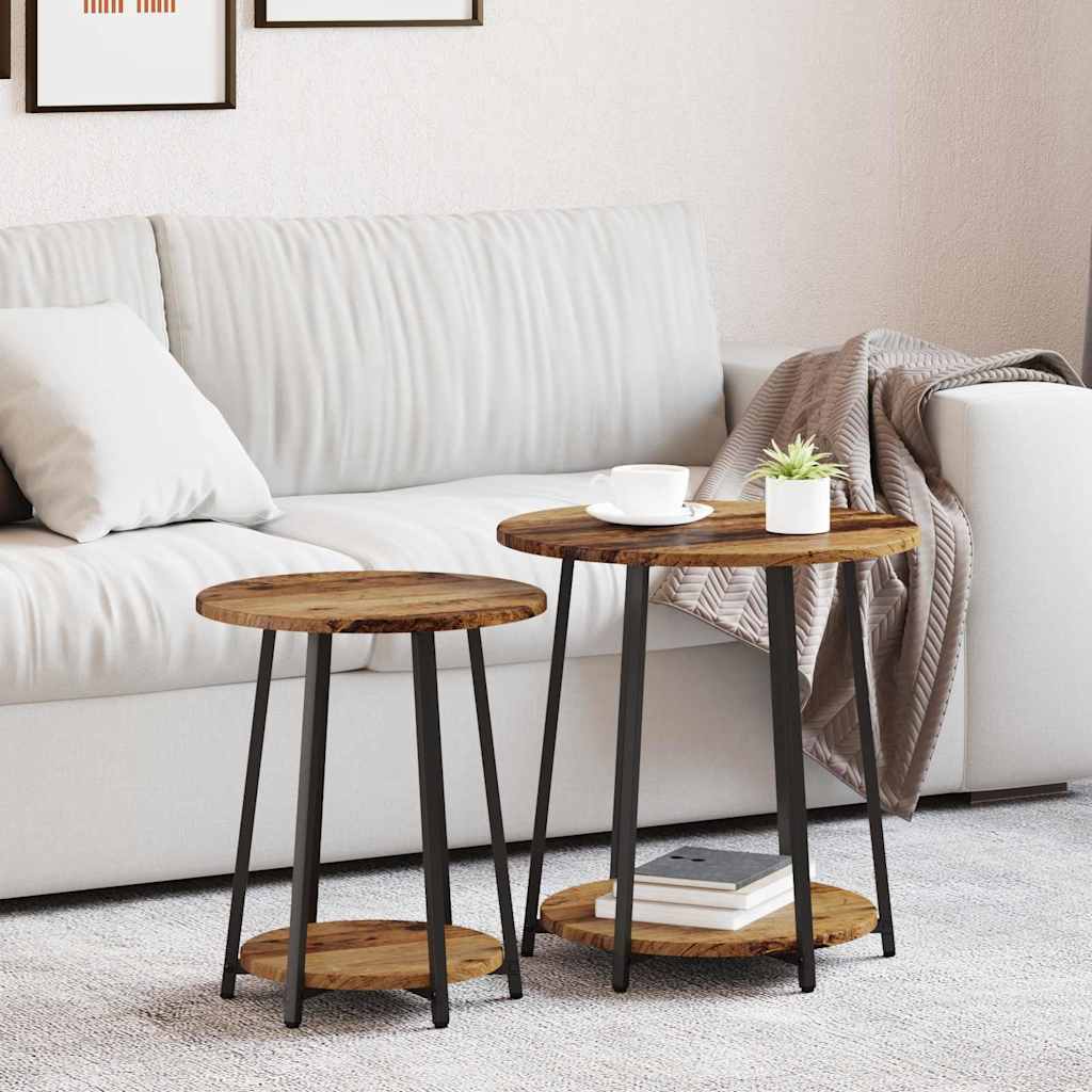Kisasztal készlet polcokkal 2 pcs Régi fa és fekete