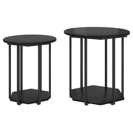 Kisasztal készlet polcokkal 2 pcs Fekete tölgy