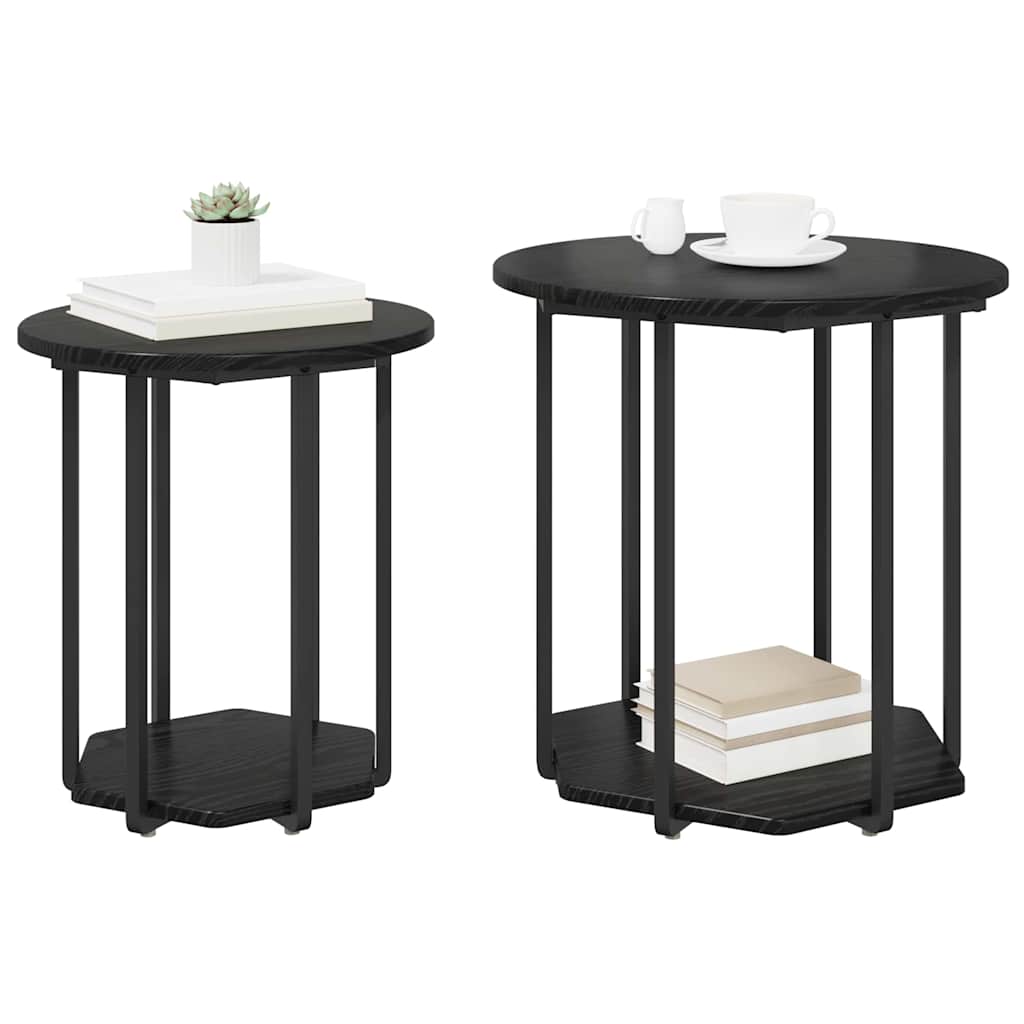 Kisasztal készlet polcokkal 2 pcs Fekete tölgy